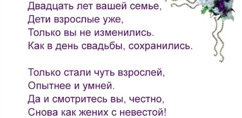 Поздравление С Юбилеем Свадьбы 20 Лет Прикольные
